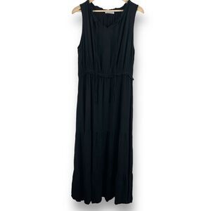 Kirundo Women's XL Sleeveless Blouson Maxi Dress Solid Black Casual Summer Basic